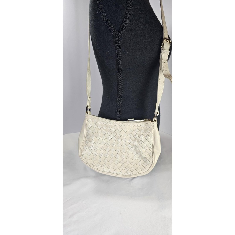 Cole Haan Ivory Woven Leather Crossbody Bag